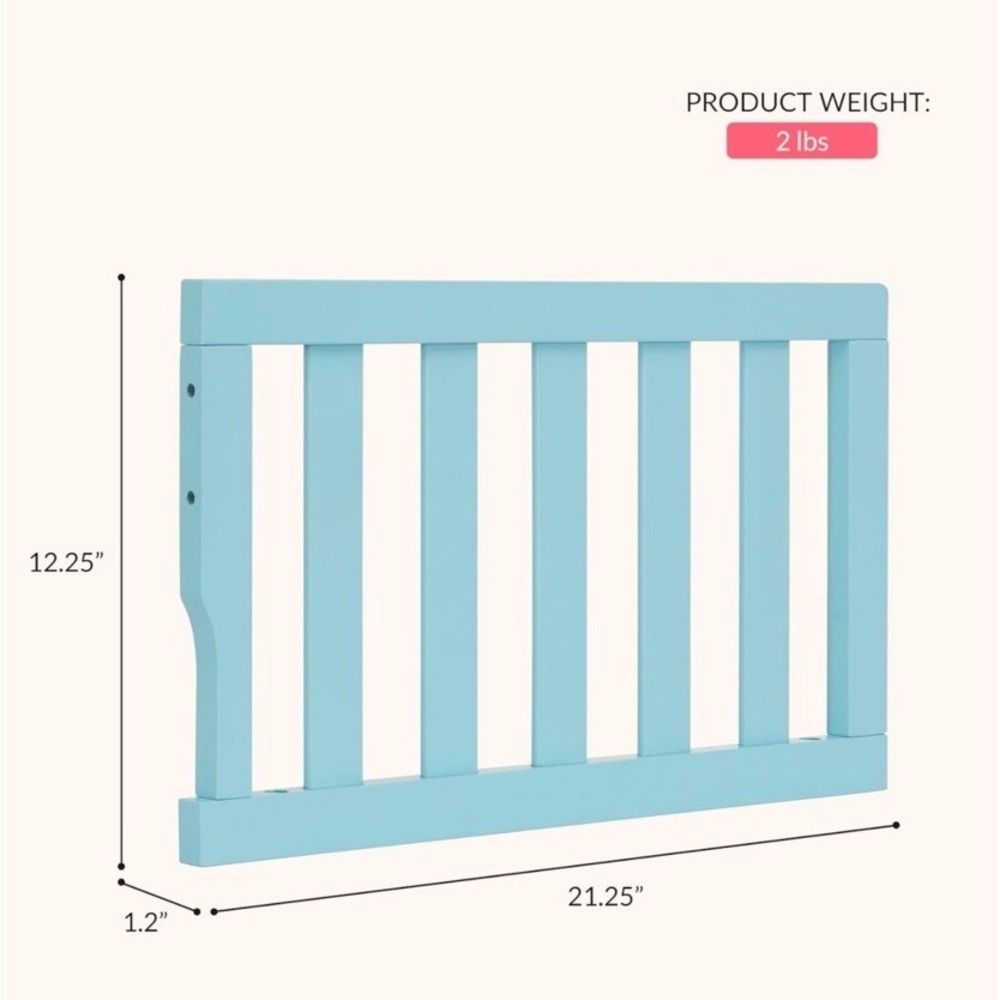 Dream On Me Universal Convertible Crib Toddler Guard Rail In Aqua Sky NEW
